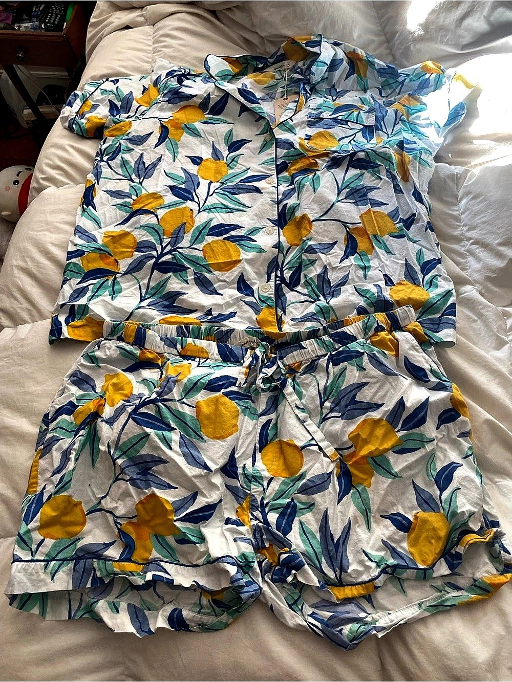 Printfresh Floral Lemon Pajama Set Size 1X NWT